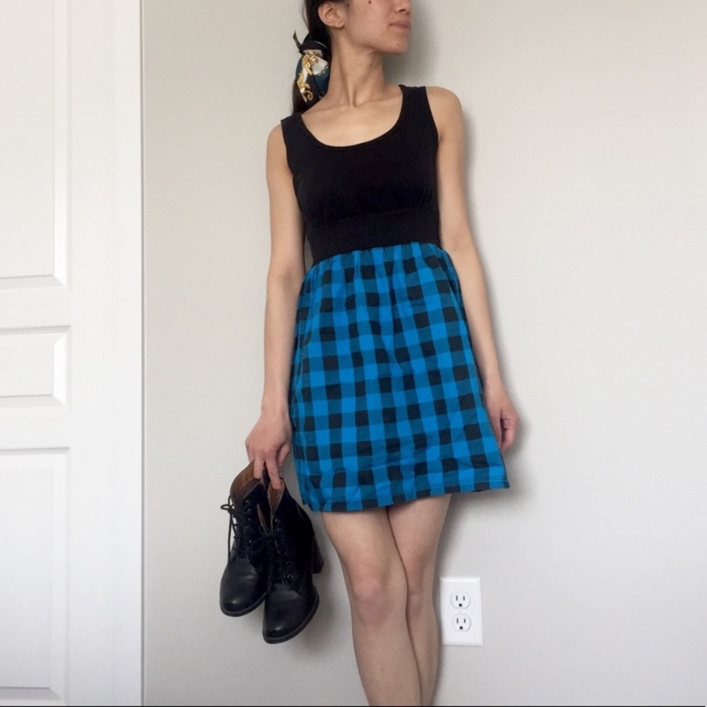 BOGO Free❣️ Black and Blue Gingham Babydoll Plaid Dress